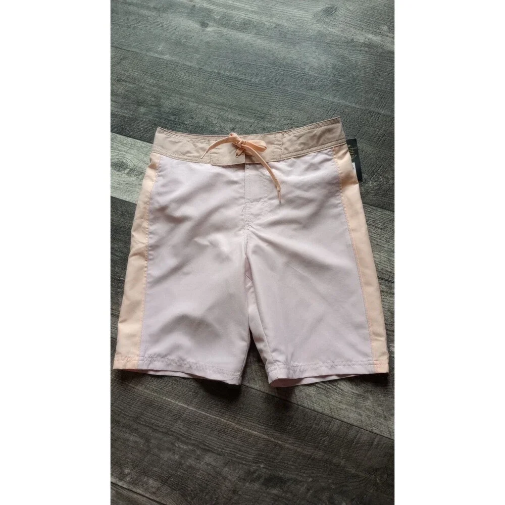 Art Class Boys 12 Light Pink/Orange Color Block UPF 50 Swim Trunks, NWT
